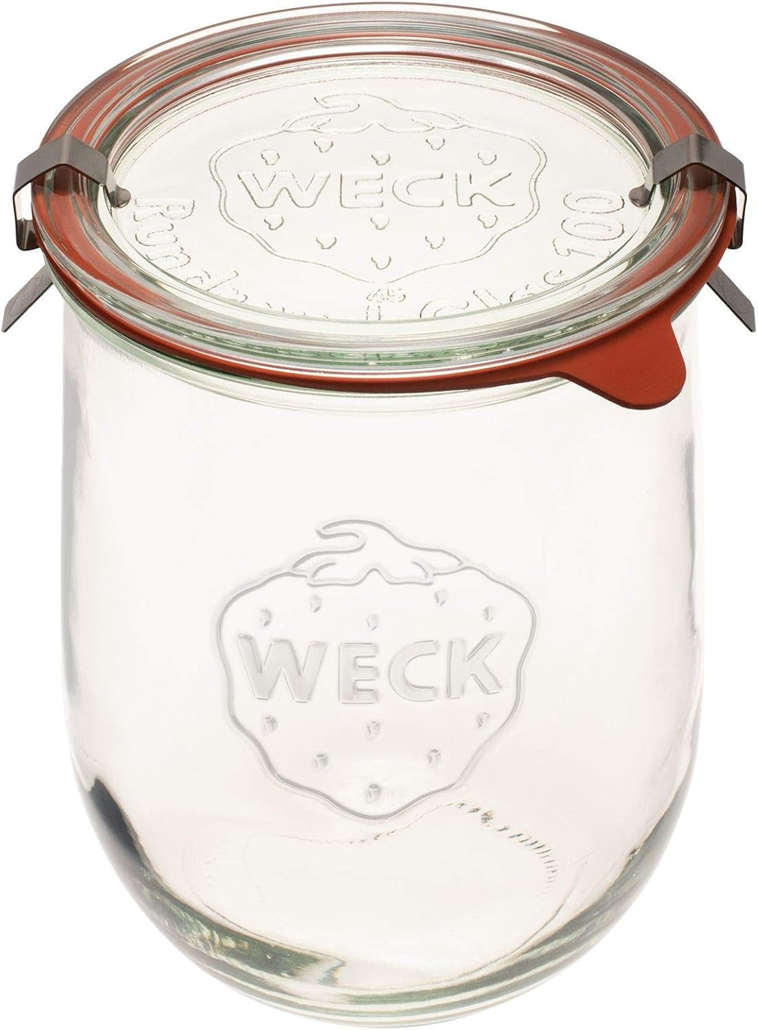 WECK - 745 Weck Tulip Jar 1 Liter - Sour Dough Starter Jars - Large Glass Jar for Sourdough - Tulip Jar with Wide Mouth - Suitable for Canning and Storage - (1 Jar, Glass Lid, Cork Lid, & Keep Fresh Lid)