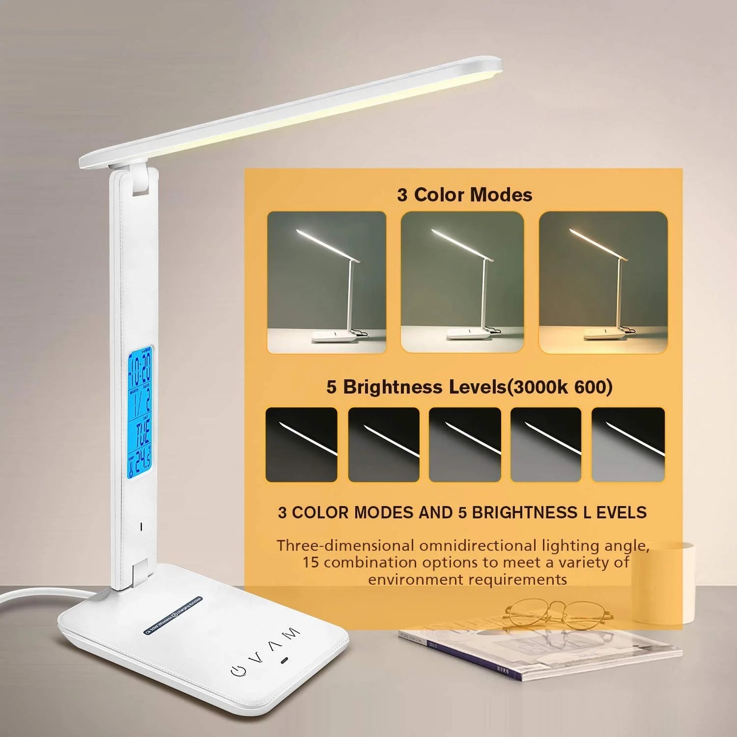 LED Wireless Charger Adjustable Foldable Desk Lamp