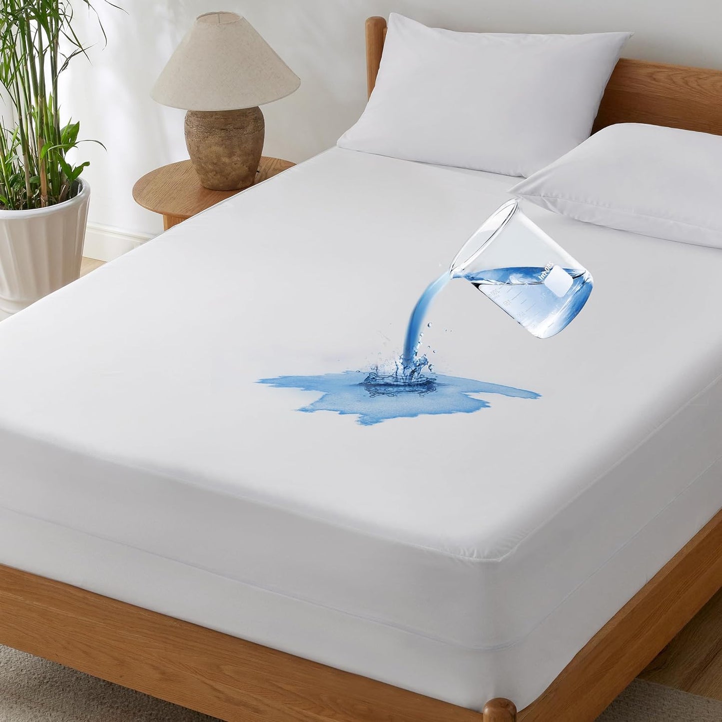 Waterproof Mattress Protector Twin Size, Zippered Mattress Encasement, Breathable & Noiseless Bed Cover with Six-Sided Protection, 12 Inches Deep