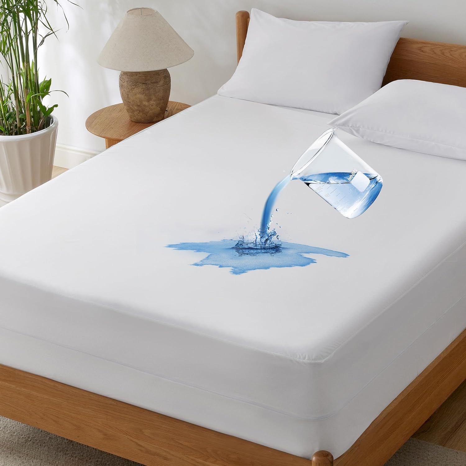 Waterproof Mattress Protector Twin Size, Zippered Mattress Encasement, Breathable & Noiseless Bed Cover with Six-Sided Protection, 12 Inches Deep