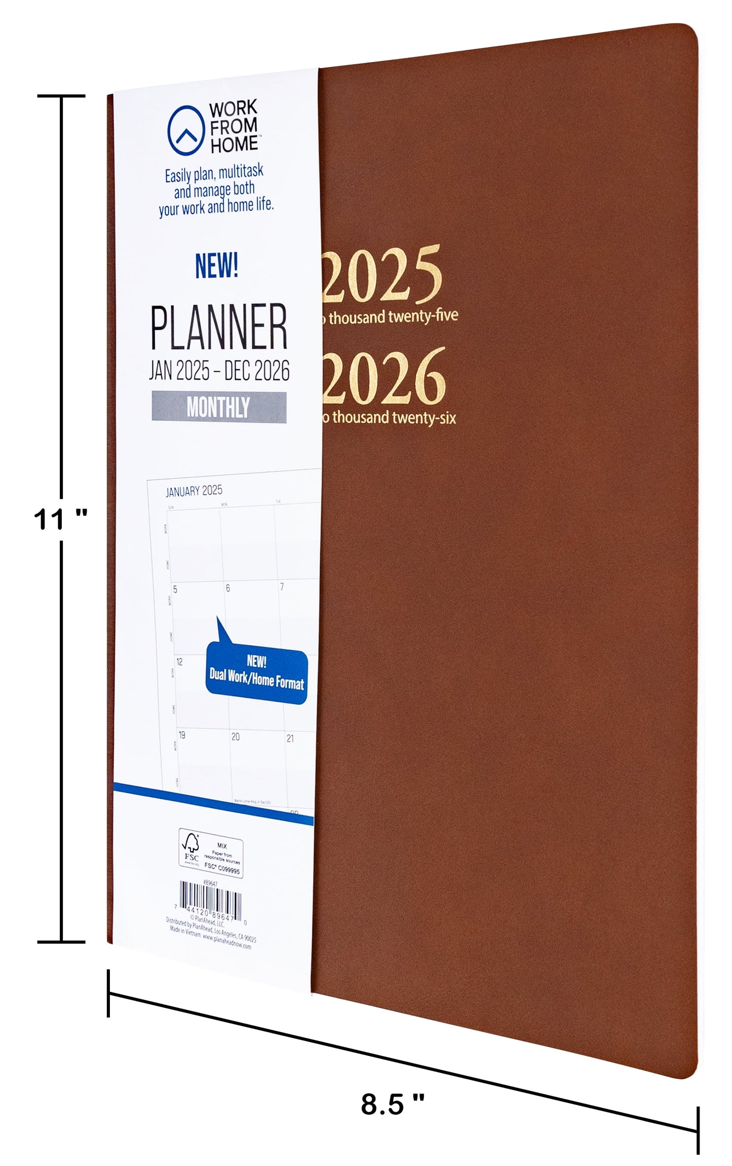 January 2025 - December 2026 Monthly Dated Planner (8.5"X 11")