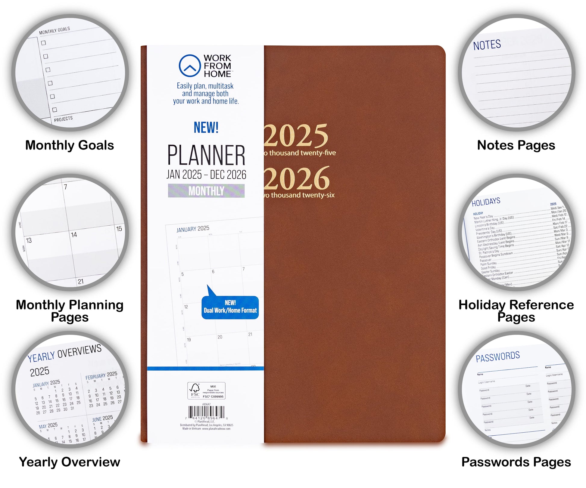 January 2025 - December 2026 Monthly Dated Planner (8.5"X 11")