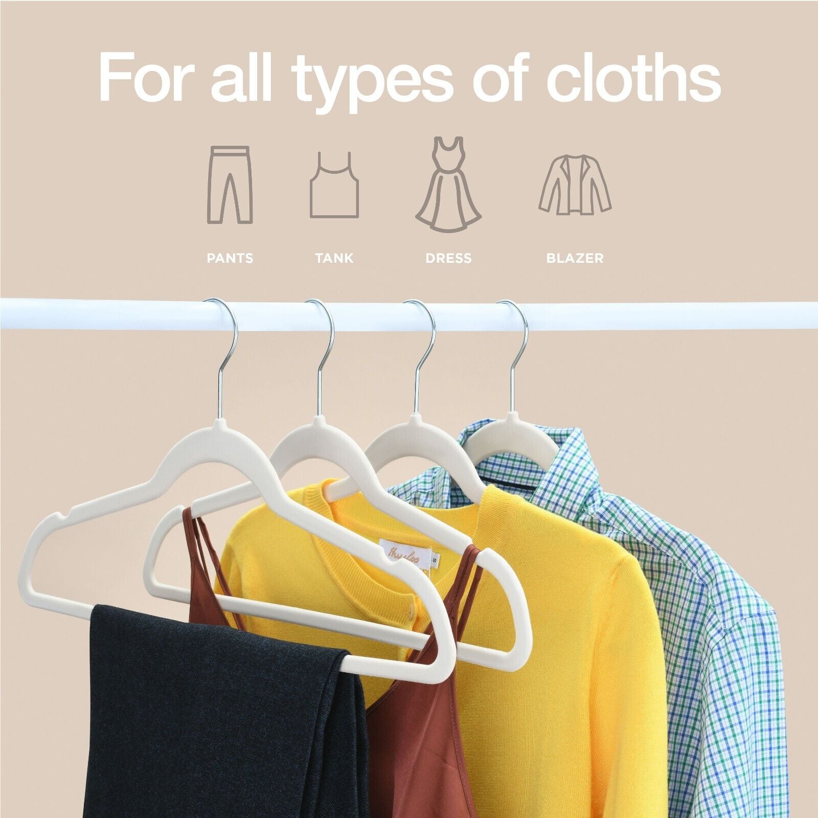 30 Pack Velvet Cloth Hangers Non-Slip Ultra-Thin in Ivory