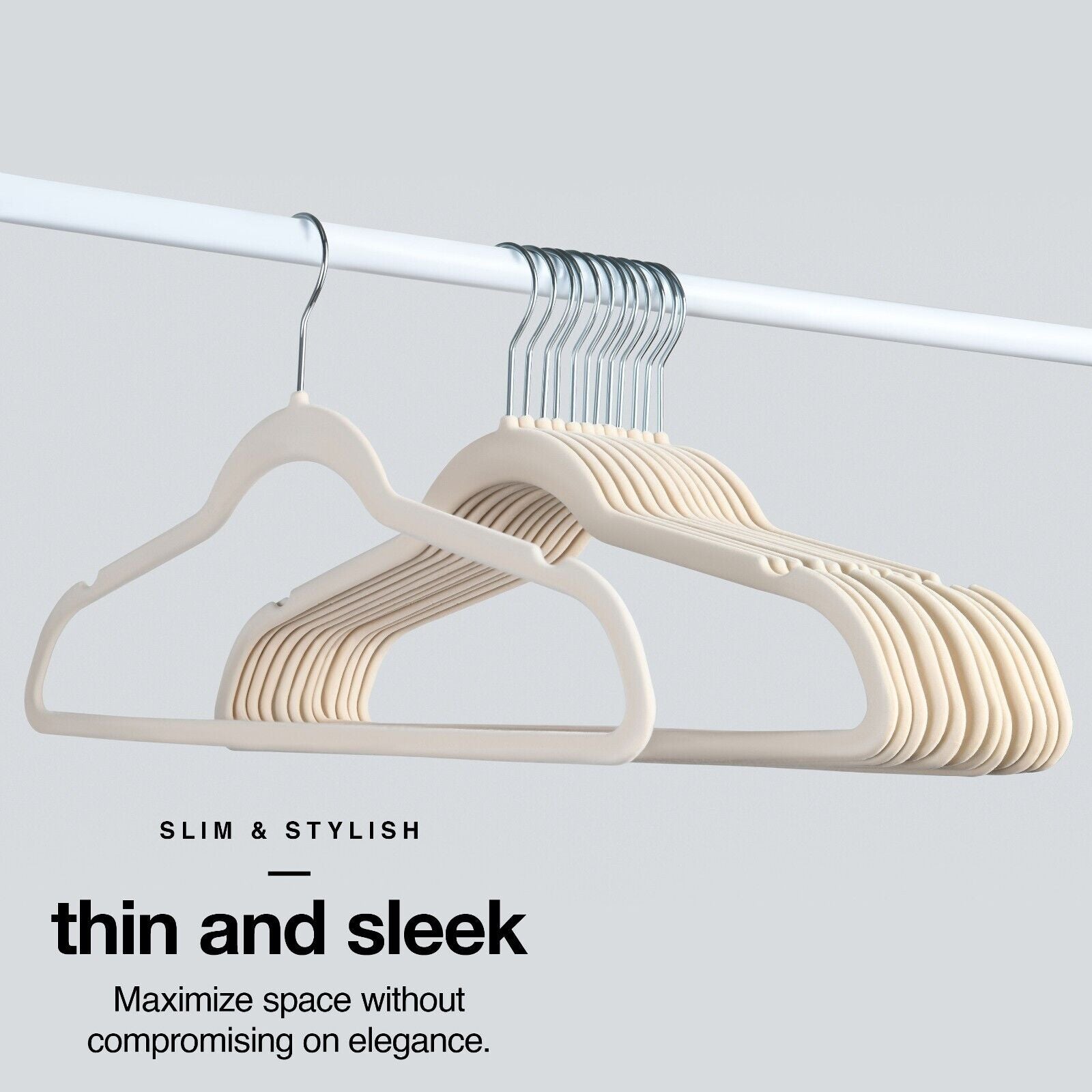 30 Pack Velvet Cloth Hangers Non-Slip Ultra-Thin in Ivory