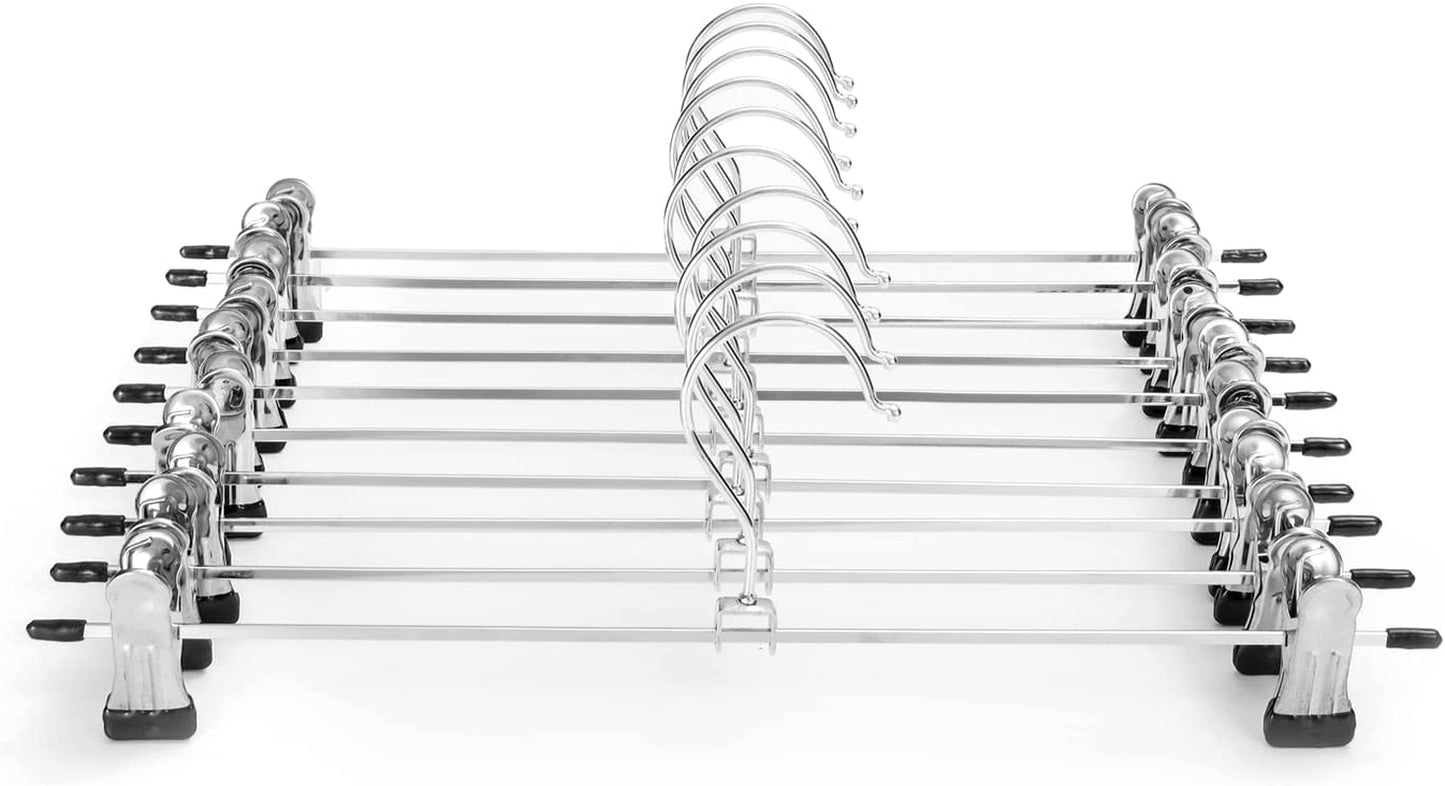 Pants Hangers with Clips Heavy Duty 10 Pack Adjustable Metal Pants Hanger Skirt