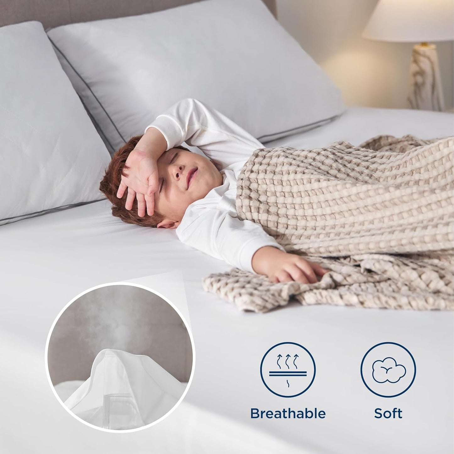 Waterproof Mattress Protector Twin Size, Zippered Mattress Encasement, Breathable & Noiseless Bed Cover with Six-Sided Protection, 12 Inches Deep