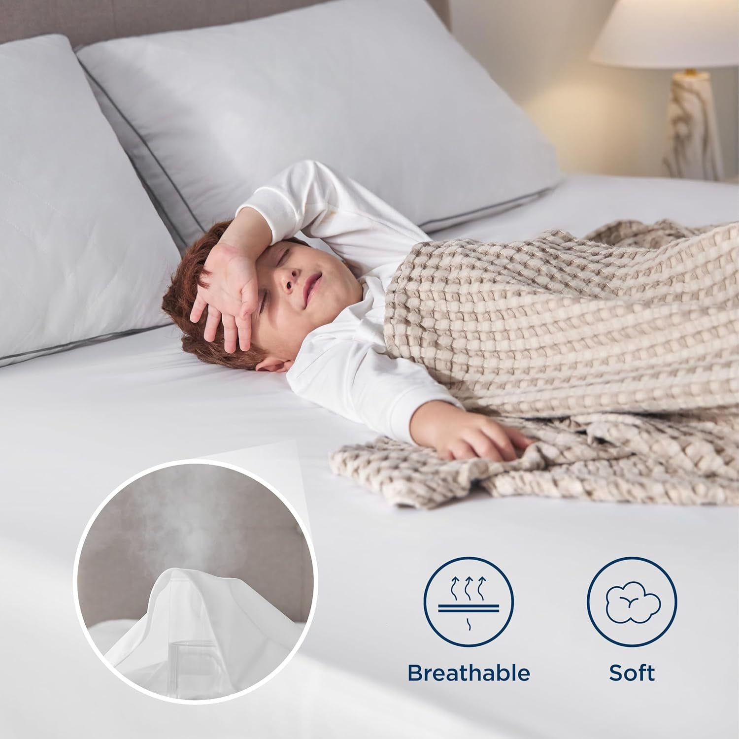 Waterproof Mattress Protector Twin Size, Zippered Mattress Encasement, Breathable & Noiseless Bed Cover with Six-Sided Protection, 12 Inches Deep