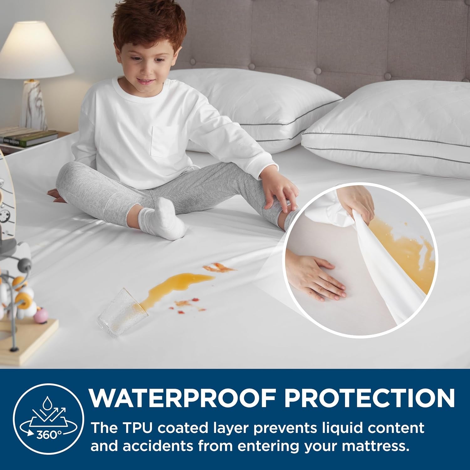 Waterproof Mattress Protector Twin Size, Zippered Mattress Encasement, Breathable & Noiseless Bed Cover with Six-Sided Protection, 12 Inches Deep
