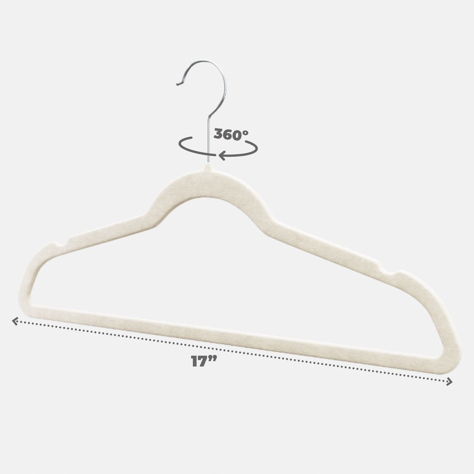 30 Pack Velvet Cloth Hangers Non-Slip Ultra-Thin in Ivory