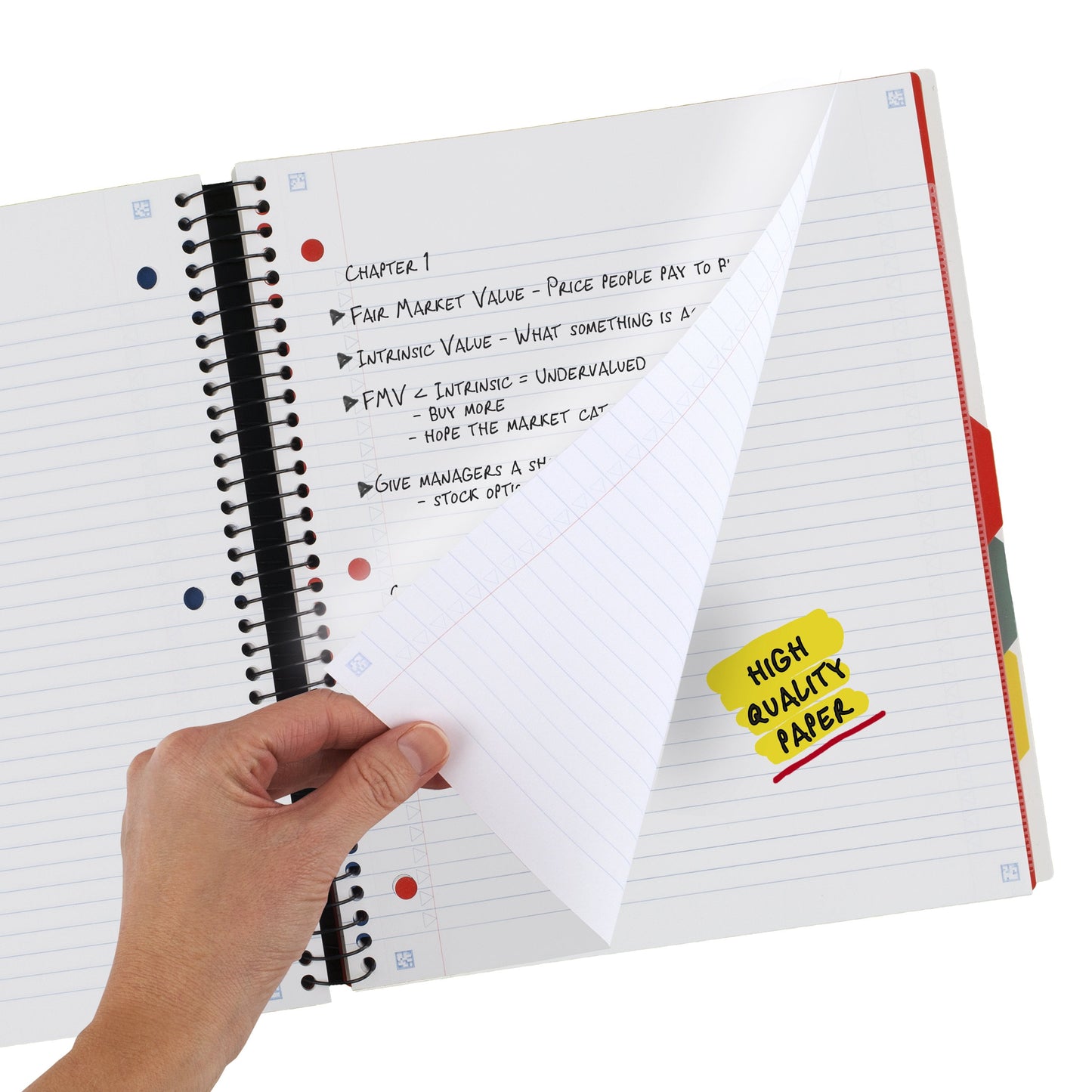 Advance Wirebound Notebook plus Study App, 5 Subject, College Ruled, White (820013A-WMT)