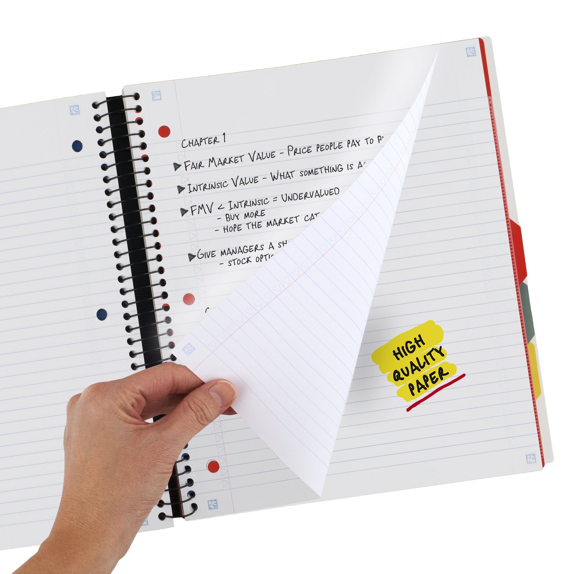 Advance Wirebound Notebook plus Study App, 5 Subject, College Ruled, White (820013A-WMT)