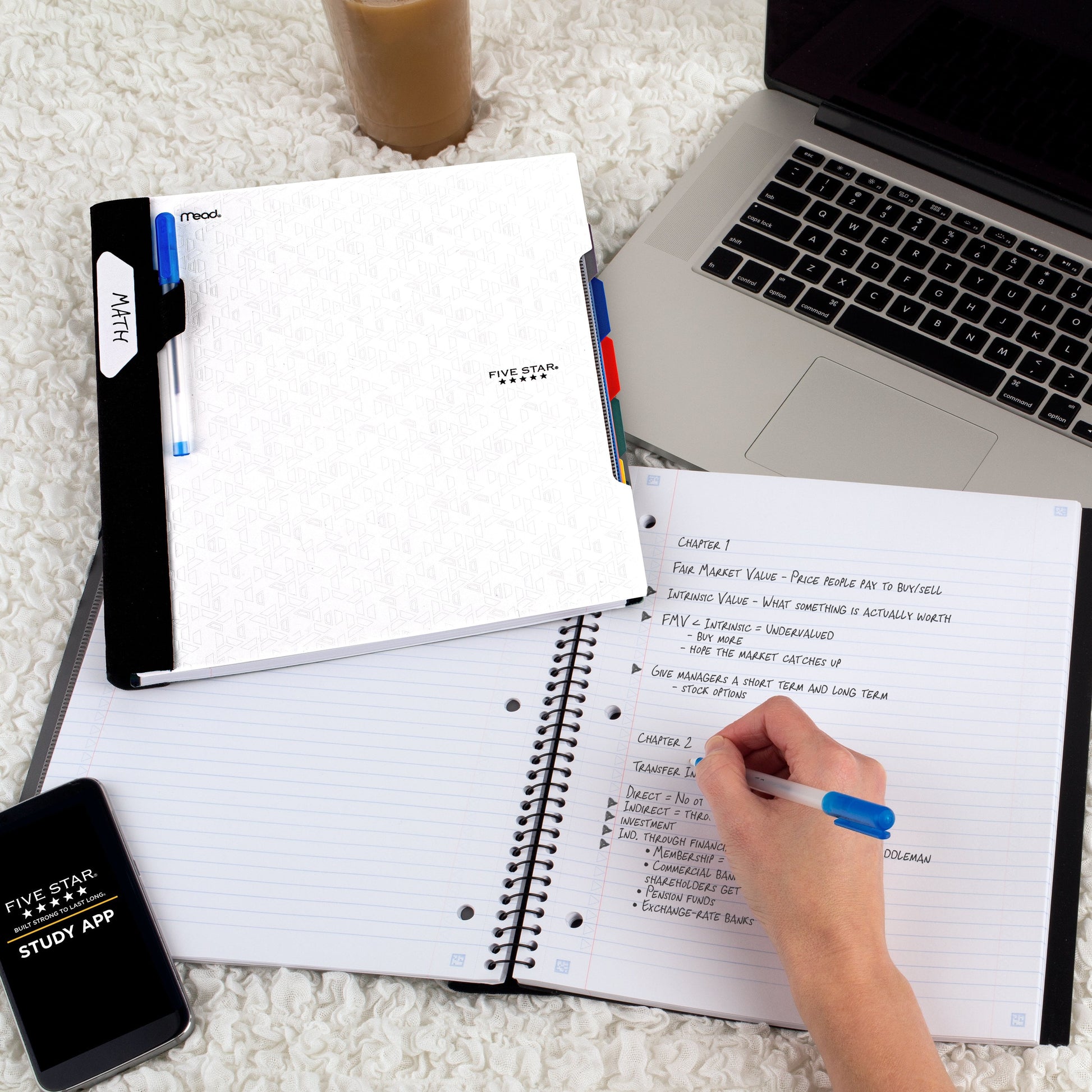 Advance Wirebound Notebook plus Study App, 5 Subject, College Ruled, White (820013A-WMT)